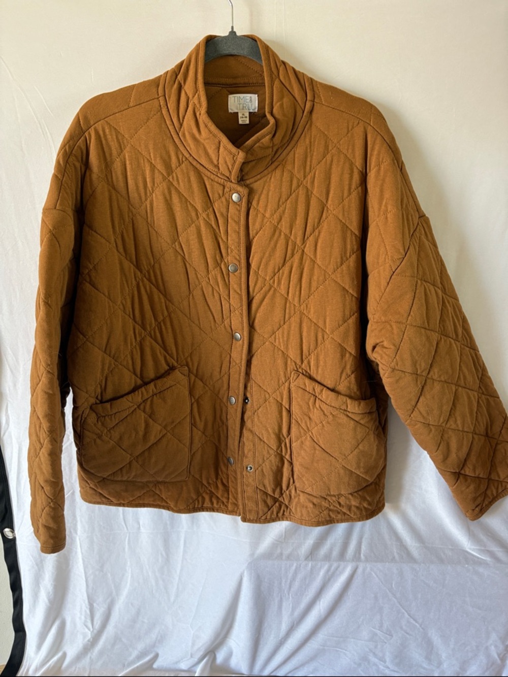 Time and Tru Quilted Rust Brown Button Up Jacket